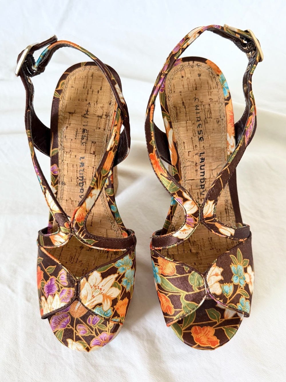 Chinese Laundry Party Time Cork Platform Block Heel in Floral Kimono | Size 6 - Picture 5 of 17